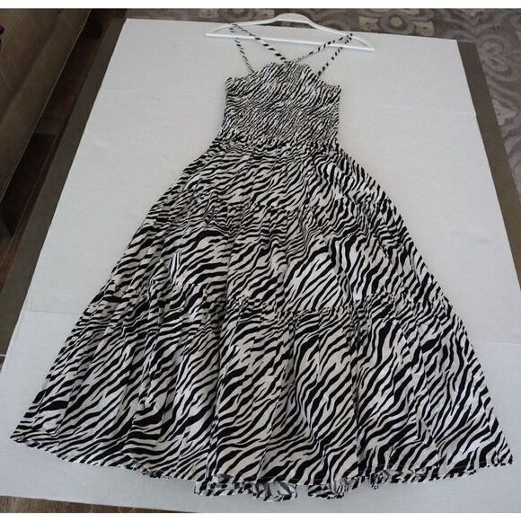 Lusana x Anthropologie Women's Sz S US 4 Zebra Print Arlen Midi Halter Dress - Picture 6 of 7